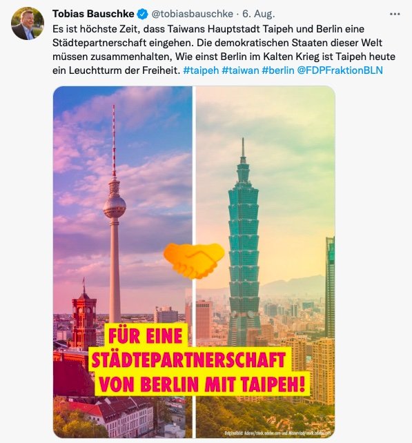 Eine Städtepartnerschaft zwischen Berlin und Taipei?